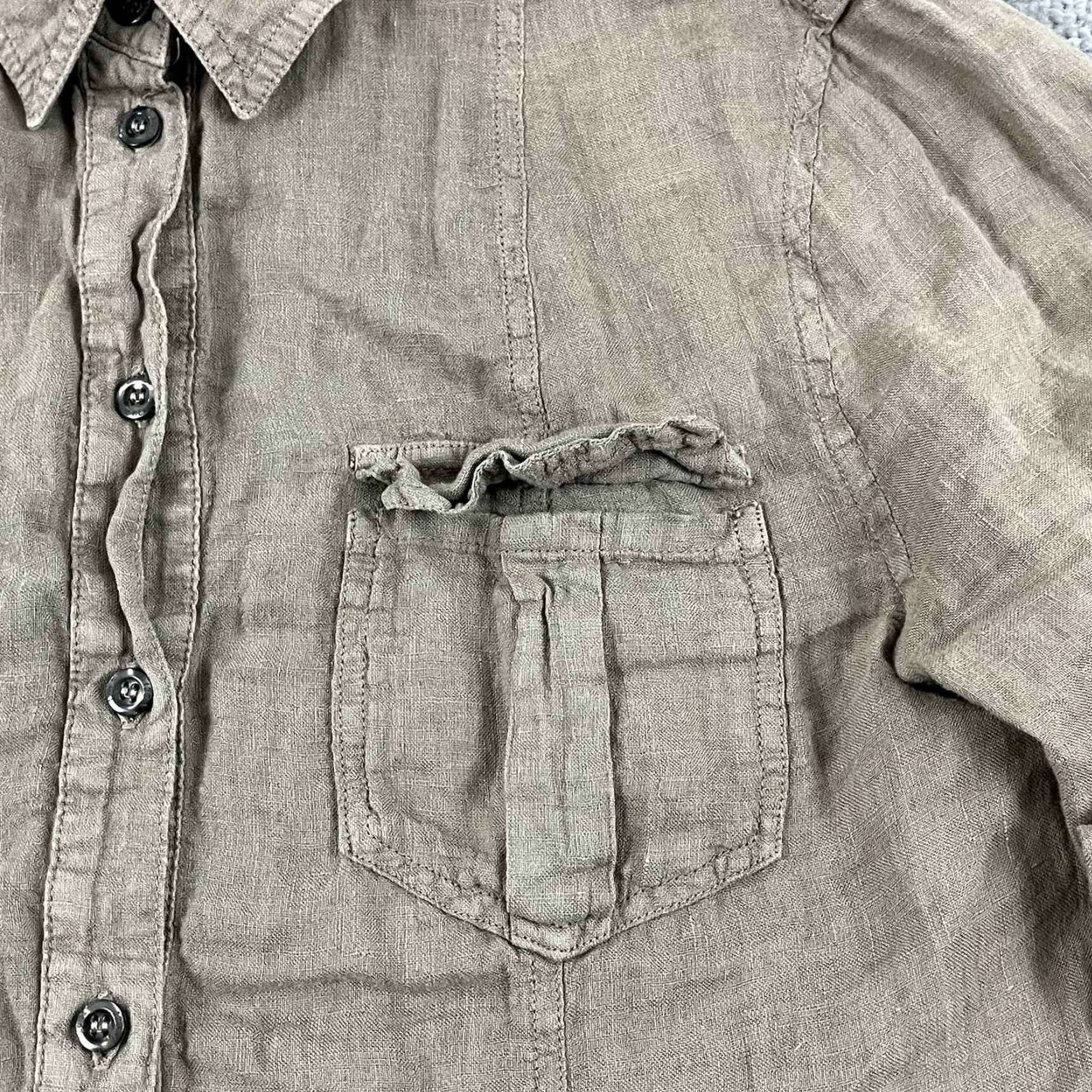 120% Lino 120% Lino Shirt Size 44 Small Cropped Brown 100% Linen Button Up Roll Tab Womens Size M / US 6-8 / IT 42-44 - 7 Thumbnail