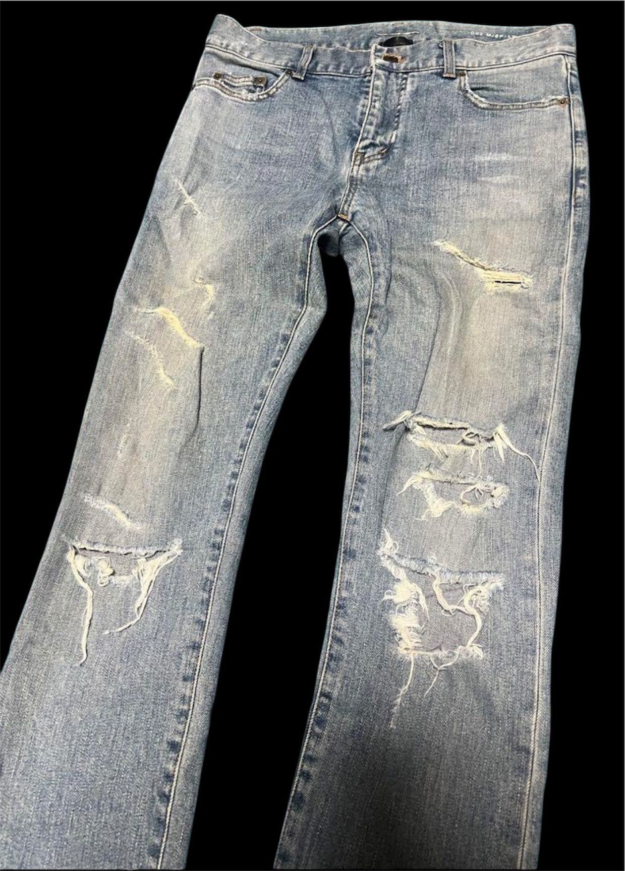 Saint Laurent Paris SAINT LAURENT PARIS 16AW Destroyed Denim Pants Size US 31 - 3 Thumbnail