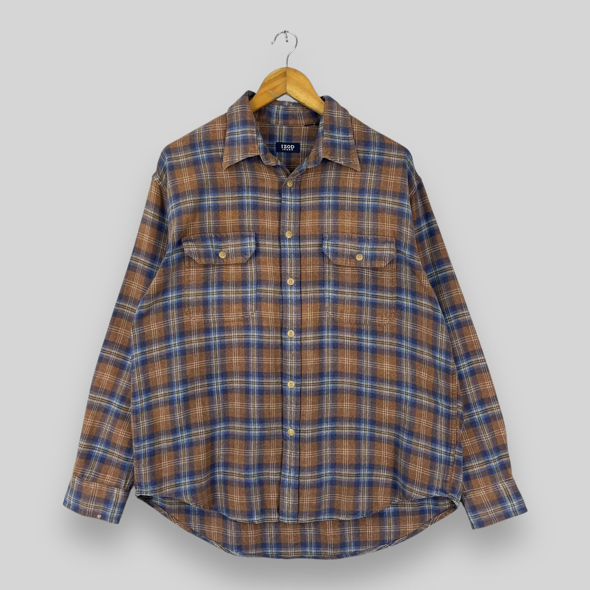 Flannel Vintage Checkered Tartan Brown/Blue Flannel Button Up Size US L / EU 52-54 / 3 - 1 Thumbnail