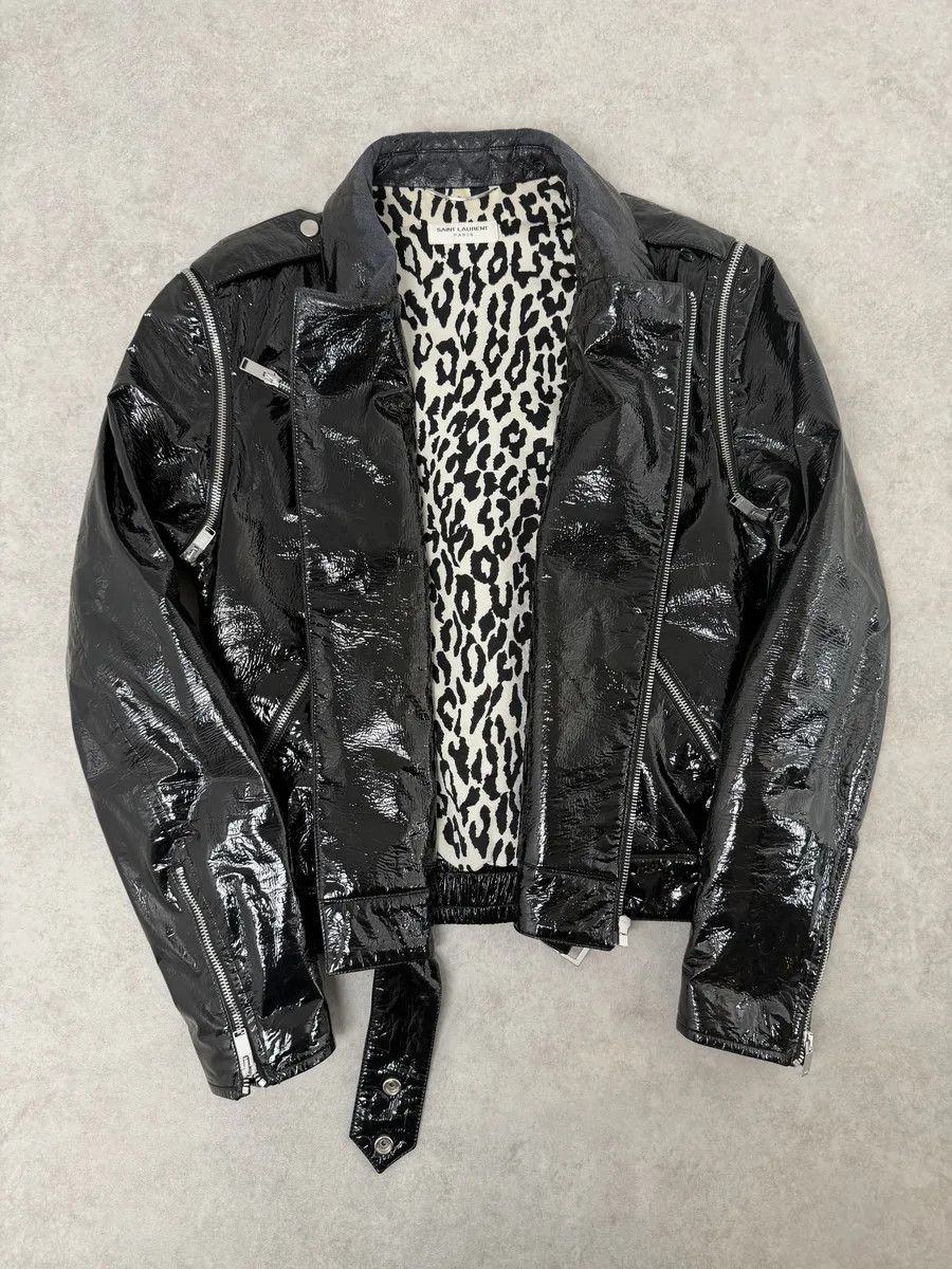 Saint Laurent Paris AW2015 Saint Laurent Black Patent Leather Multi Zip Jacket by Hedi Slimane Size US S / EU 44-46 / 1 - 9 Thumbnail