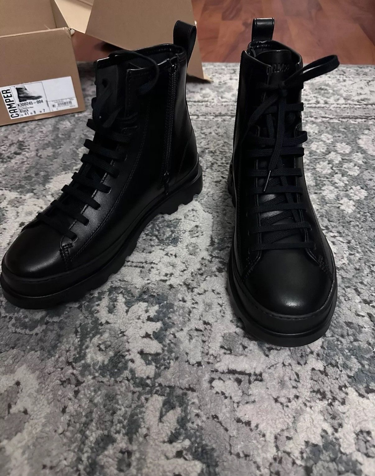 Camper Brutus Men’s Boots Black Leather New Size 41 EU 8US