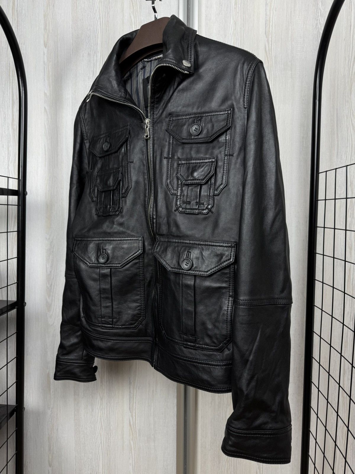 Dolce & Gabbana 2000s Dolce & Gabbana Multipocket Black Leather Jacket Size US L / EU 52-54 / 3 - 7 Thumbnail