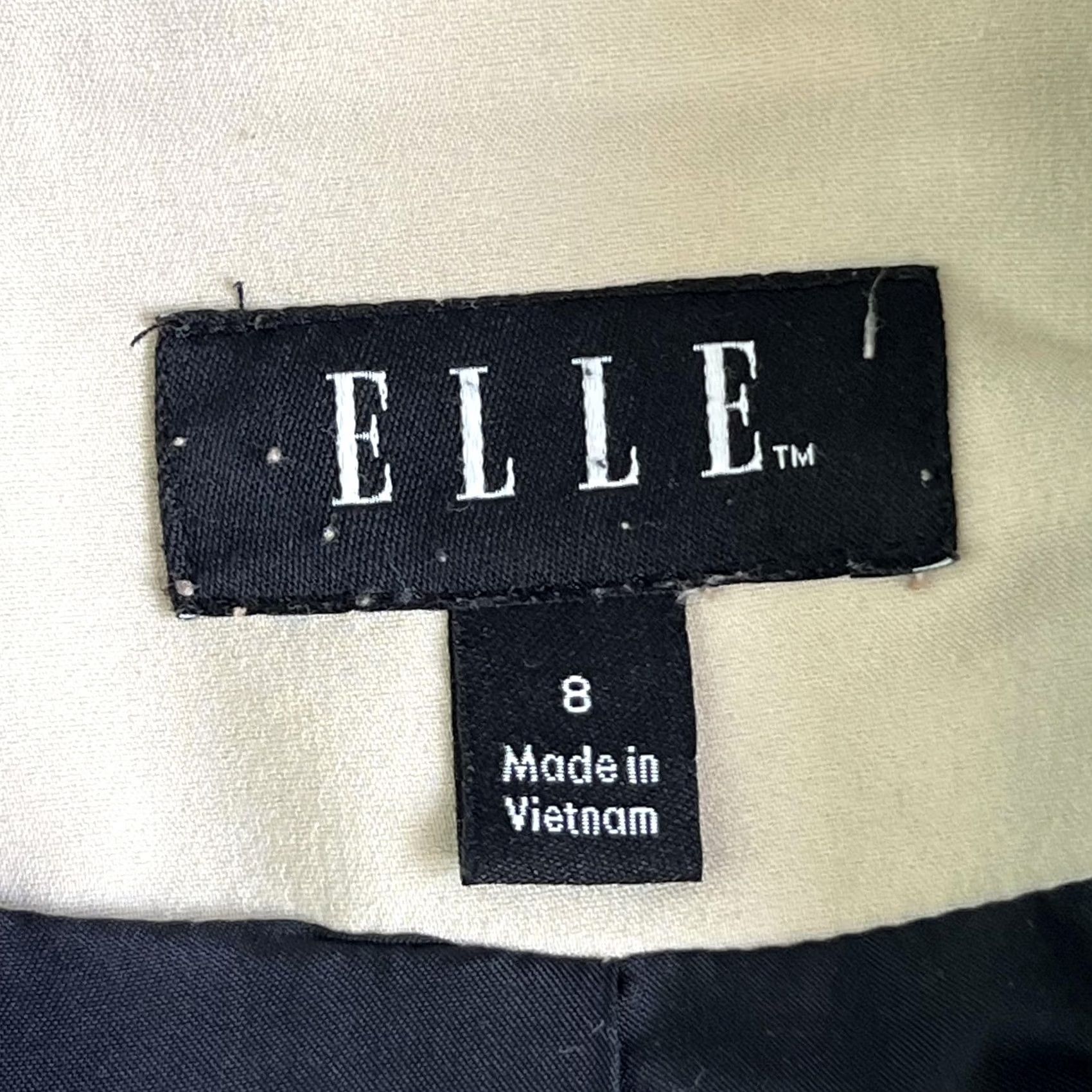 Vintage ELLE Coat Womens 8 Beige Cotton Blend Double Breasted Trench Contrast Piping Coat for Women Size M / US 6-8 / IT 42-44 - 5 Thumbnail