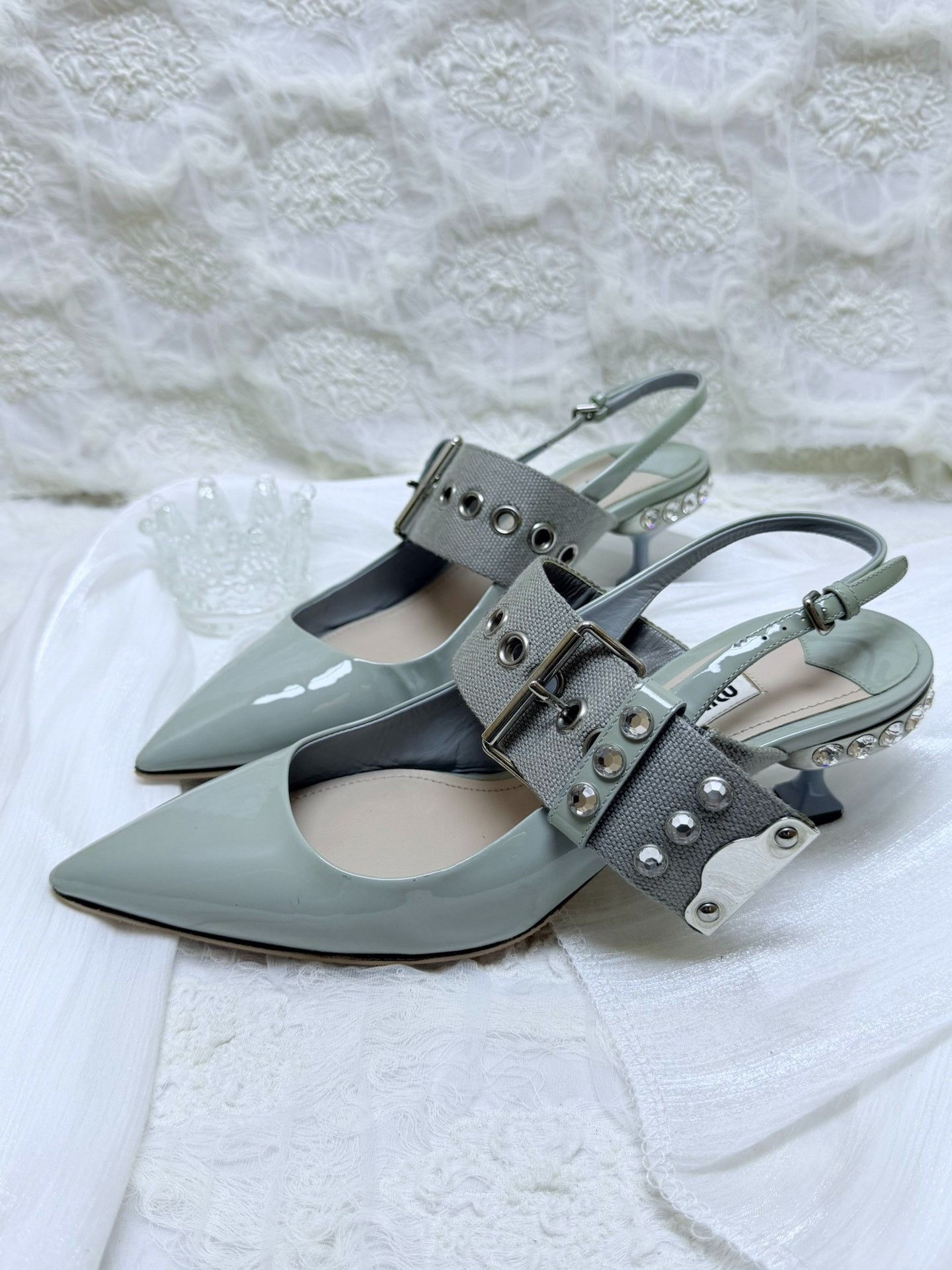 Miu Miu Miu Miu Patent Blue Sandals us_6 Women Size US 6 / IT 36 - 1 Thumbnail