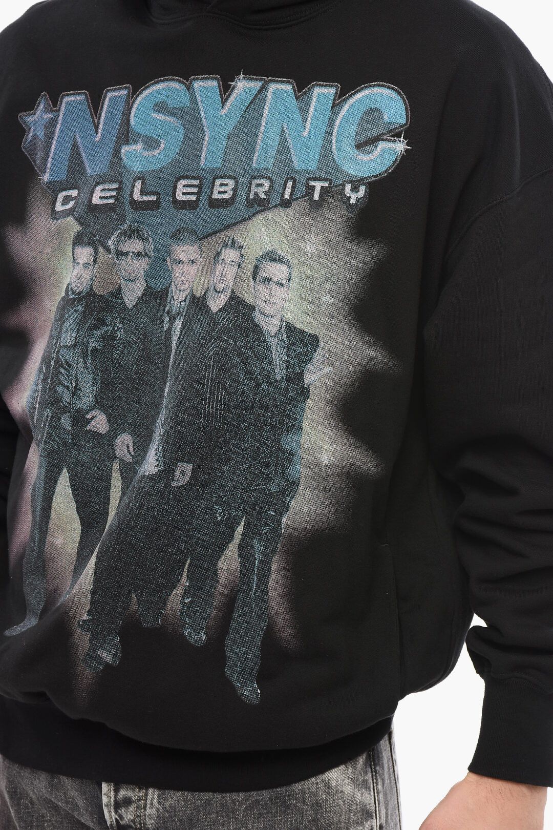 og1mm0725 Brushed Cotton Nsync Celebrity Hoodie in Black