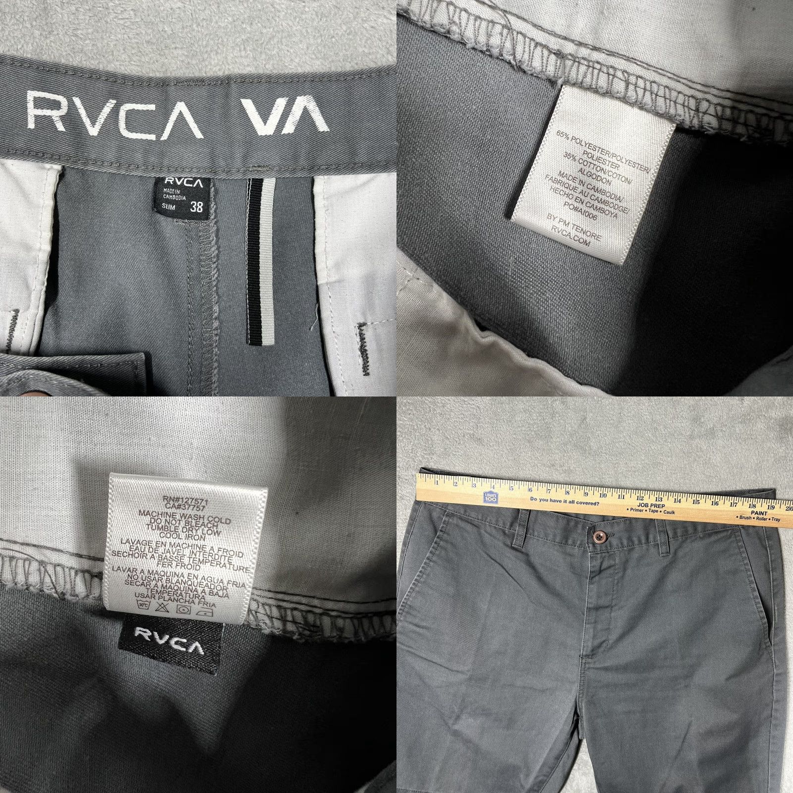RVCA RVCA Men’s Slim Chino Shorts Casual Dark Gray 10” Inseam EUC Size US 38 / EU 54 - 8 Thumbnail