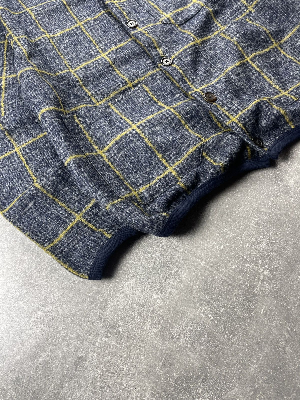 Universal Works Universal Works Bari Fleece Cardigan Navy Windowpane Check Size US M / EU 48-50 / 2 - 4 Thumbnail