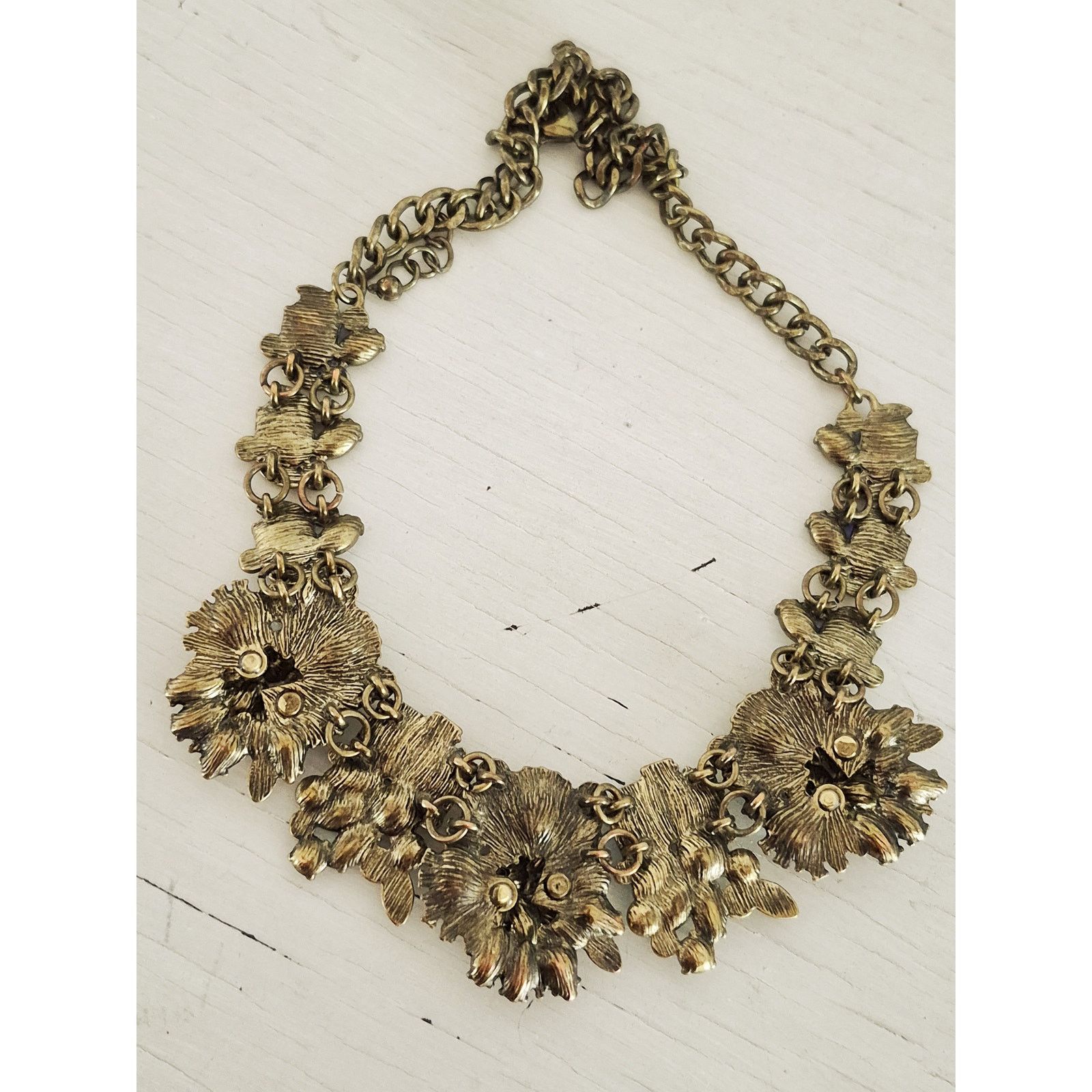 Other Vintage Blue White and Yellow Rhinestone Statement Necklace Size ONE SIZE - 4 Thumbnail