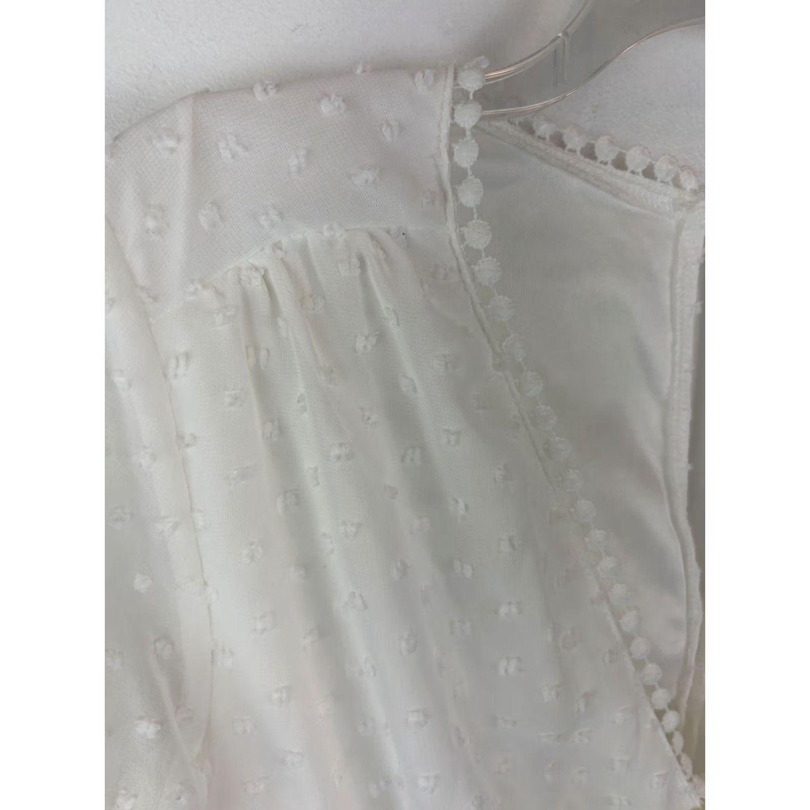 Vintage Tiered Maxi Dress Womens Small White Swiss Dot Off the Shoulder Puff Sleeve Milkmaid Boho Festival Sundress Maxi Dress Women White Size S / US 4 / IT 40 - 4 Thumbnail