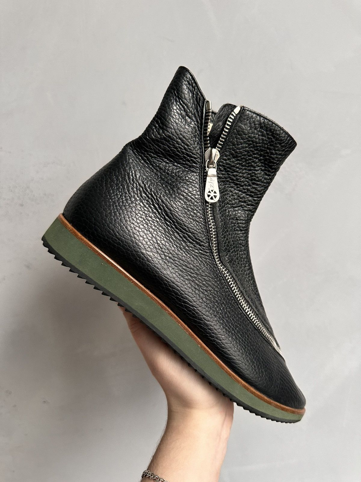 A.S.98 Wow 😻Style Rick Owens Leather Boots Metal Zip Poell Rare Size US 7 / IT 37 - 3 Thumbnail