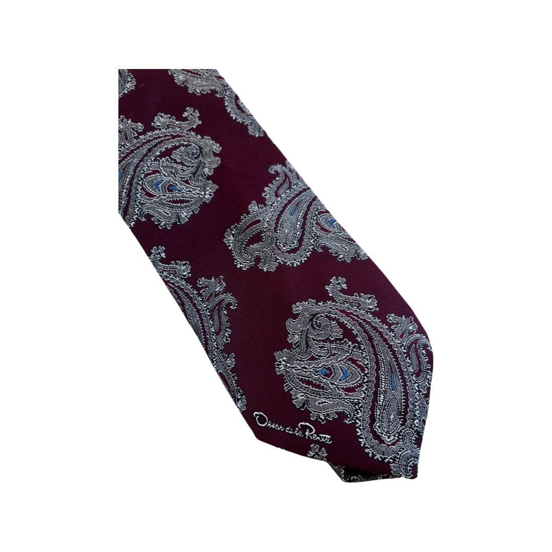 Oscar De La Renta Vintage Oscar de la Renta Studio Maroon Paisley Necktie Size ONE SIZE - 2 Thumbnail