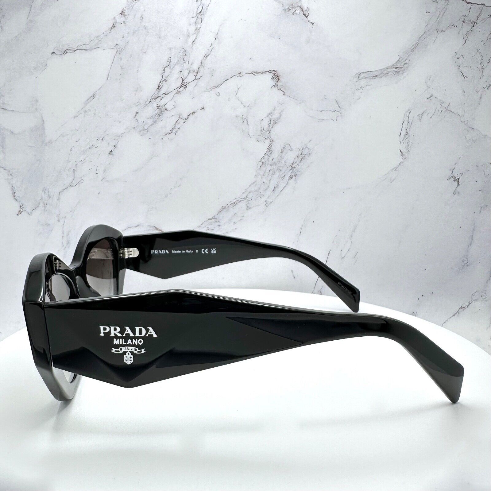 Prada New PRADA Sunglasses Black Acetate Geometric Rectangle Size ONE SIZE - 5 Thumbnail