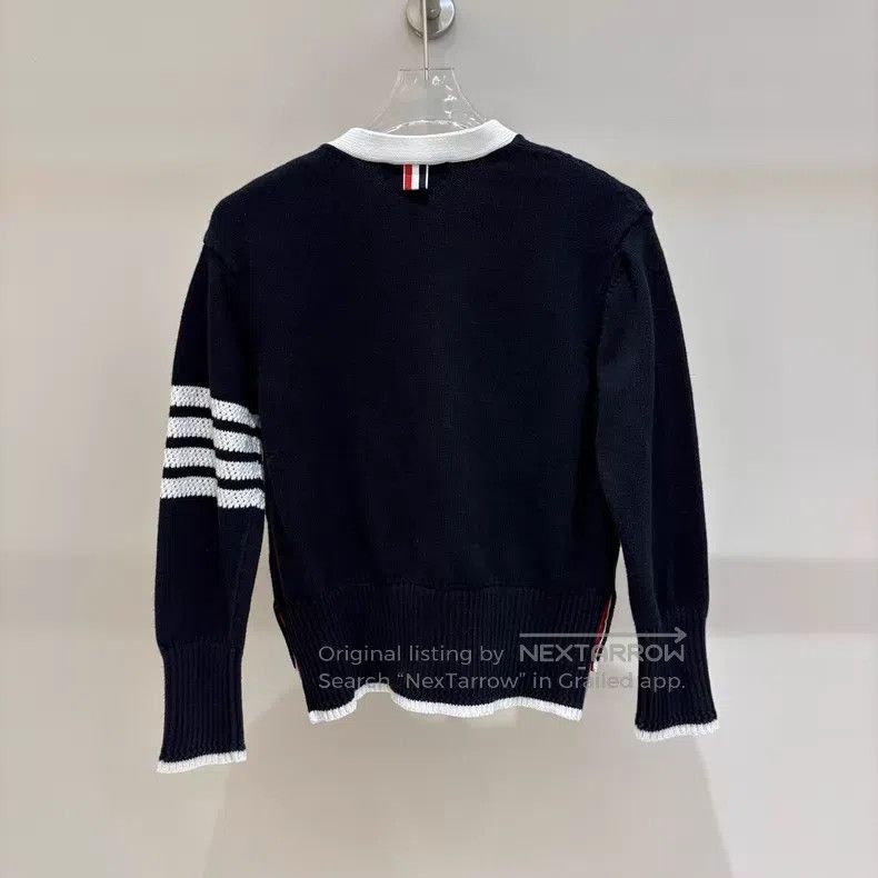 Thom Browne Thom Browne Striped V-Neck Single Breasted Long Sleeve Kni Size M / US 6-8 / IT 42-44 - 2 Thumbnail