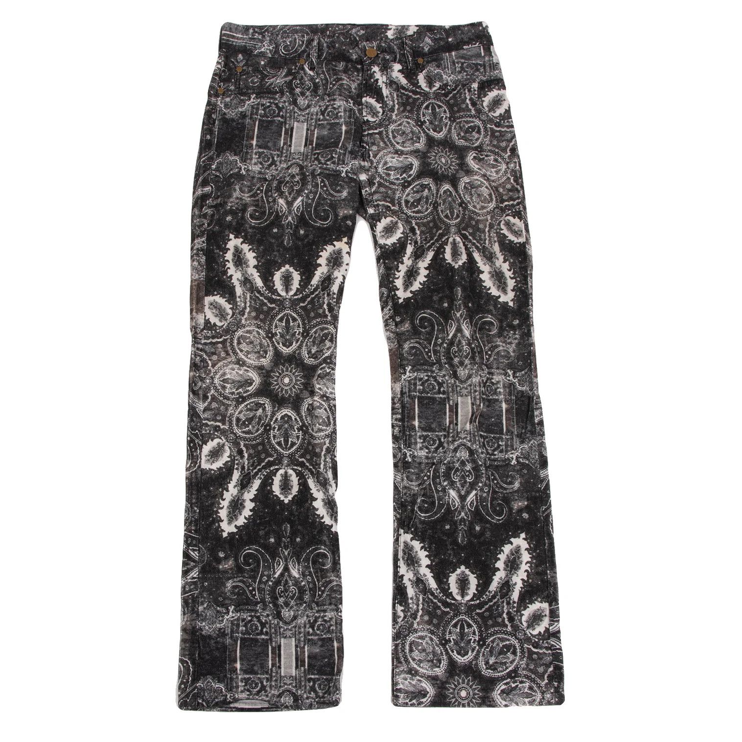 Jean Paul Gaultier Corduroy Flared Pants in Black and Off-White Size US 32 / EU 48 - 1 Thumbnail