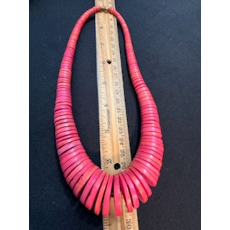 Other Vintage Red Wood Disc Necklace Bold Statement 16 Inch Size ONE SIZE - 5 Thumbnail