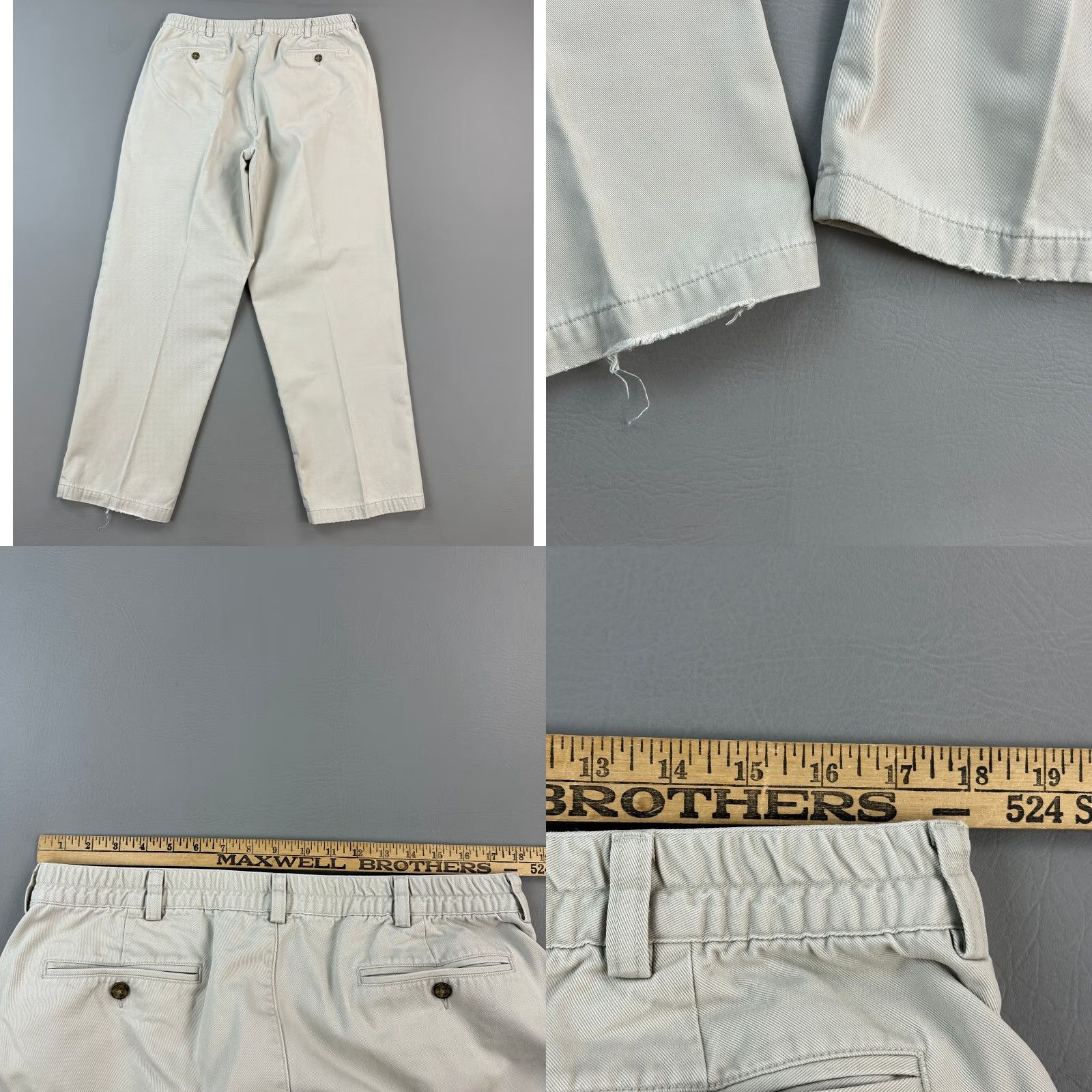 Vintage VINTAGE LL Bean Pants Mens 37x32 37x31 Double L Flannel Lined Pleated Comfort Waist Chino Beige Regular Mens Size US 37 - 9 Thumbnail