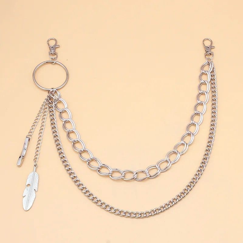 Jewelry Feather Key Tassel Pendant Chains Trousers Pants Size ONE SIZE - 3 Thumbnail