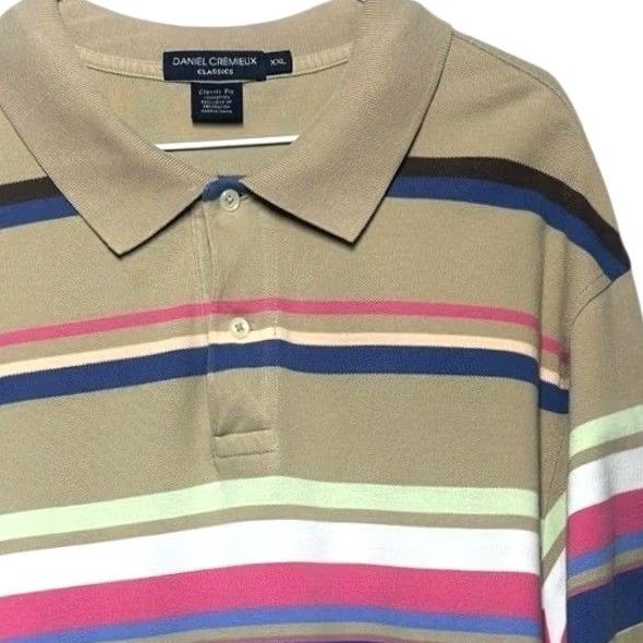 Cremieux DANIEL CREMIEUX CLASSICS Polo Shirt XXL Tan Multi Stripe Short Sleeve Mens Size US XXL / EU 58 / 5 - 5 Thumbnail