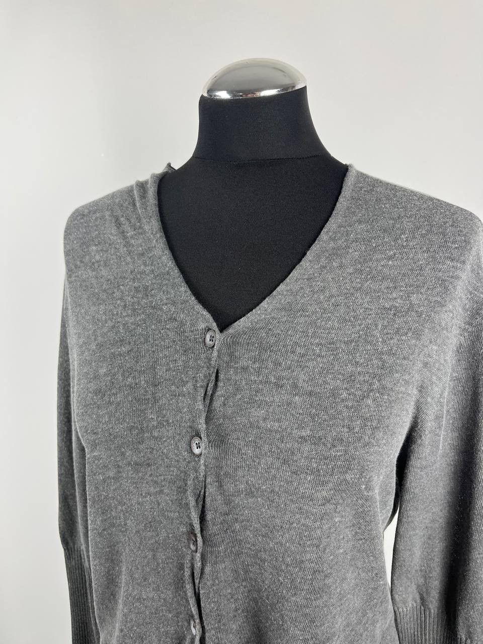 OSKA OSKA Gray V-Neck Cardigan Button Down Lagenlook Knitwear Size XS / US 0-2 / IT 36-38 - 4 Thumbnail