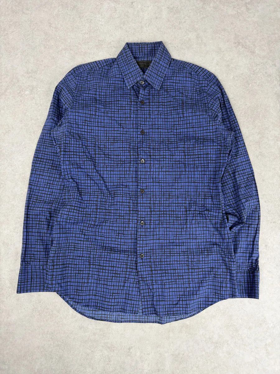 Prada SS02018 Prada Blue & Black Checkered Abstract Shirt Size US M / EU 48-50 / 2 - 4 Thumbnail