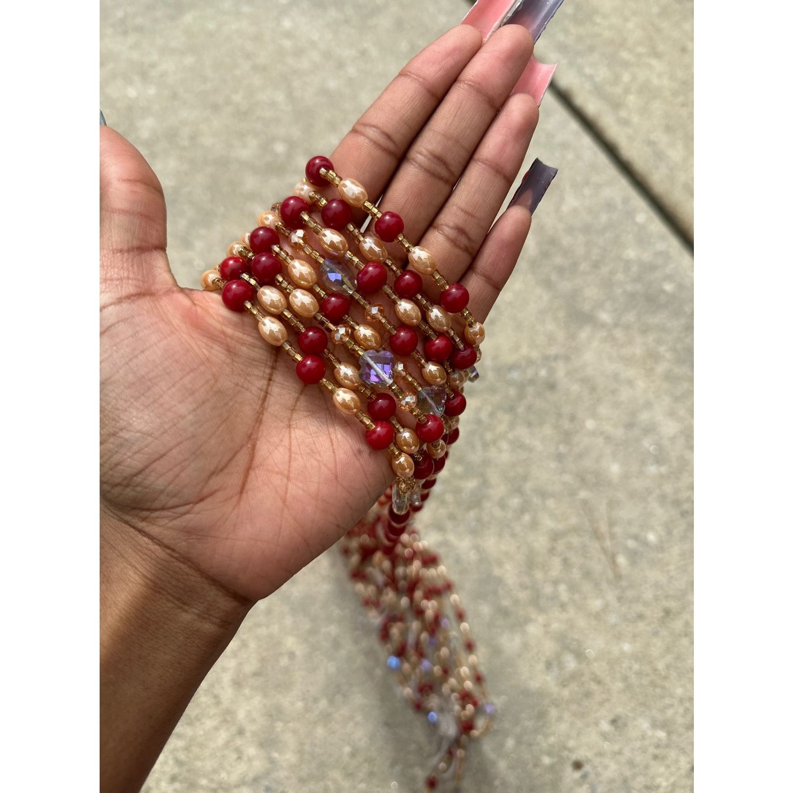 Other Handcrafted African Red & Gold Beaded Body Jewelry Size ONE SIZE - 4 Thumbnail