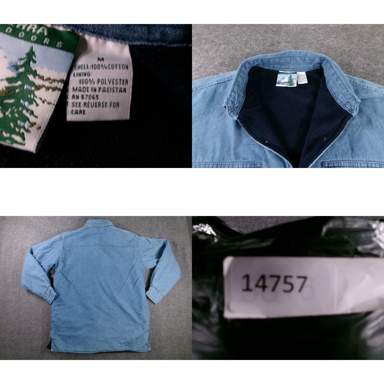 Denime Sierra Outdoors Shacket Men Medium Blue Denim Fleece Lined Heavyweight Workwear Denim Shirt Shacket Size US M / EU 48-50 / 2 - 8 Thumbnail