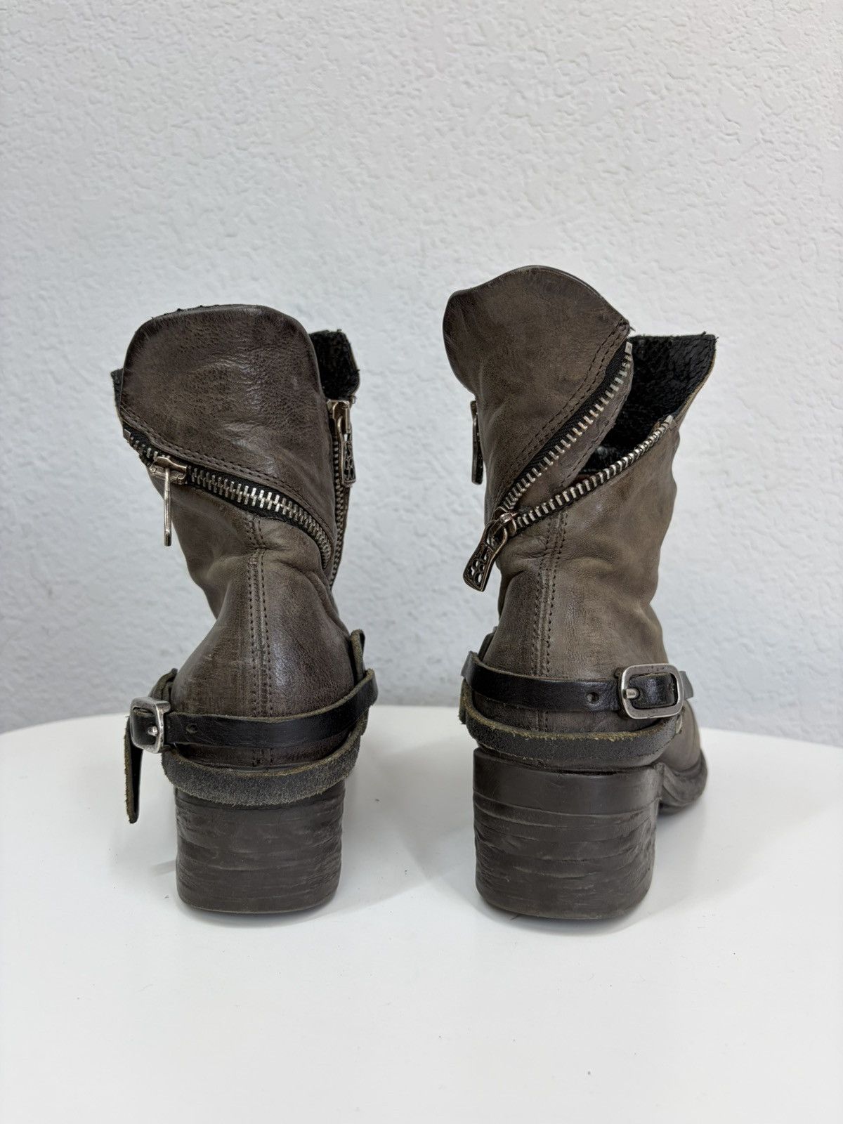 If Six Was Nine AS 98 Vibe Artisan Black Leather Side Zip Ankle Biker Boots Size US 5 / EU 37 - 5 Thumbnail