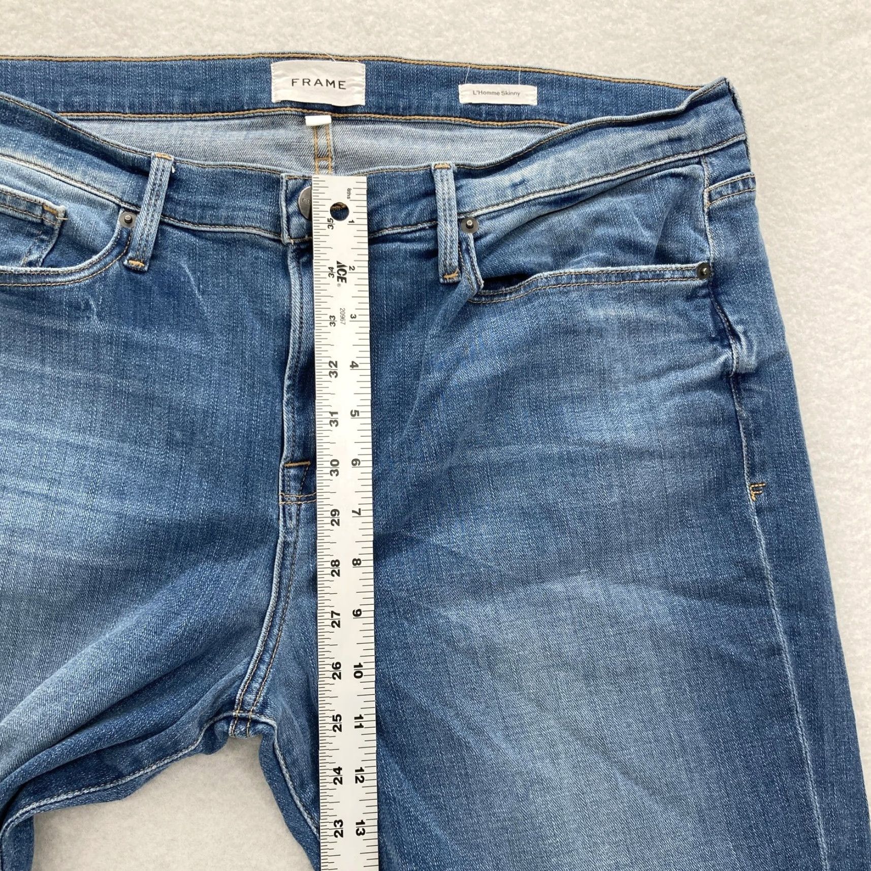 Frame FRAME Jeans Mens 38x32 Blue Denim L'Homme Skinny Surfside Wash Stretch Preppy Jeans Size US 38 / EU 54 - 7 Thumbnail