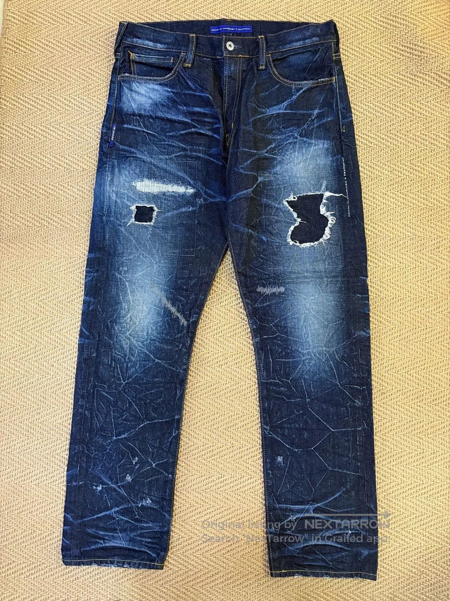 Vanquish vanquish & fragment distressed denim pants. Size US 44 / EU 60 - 1 Thumbnail