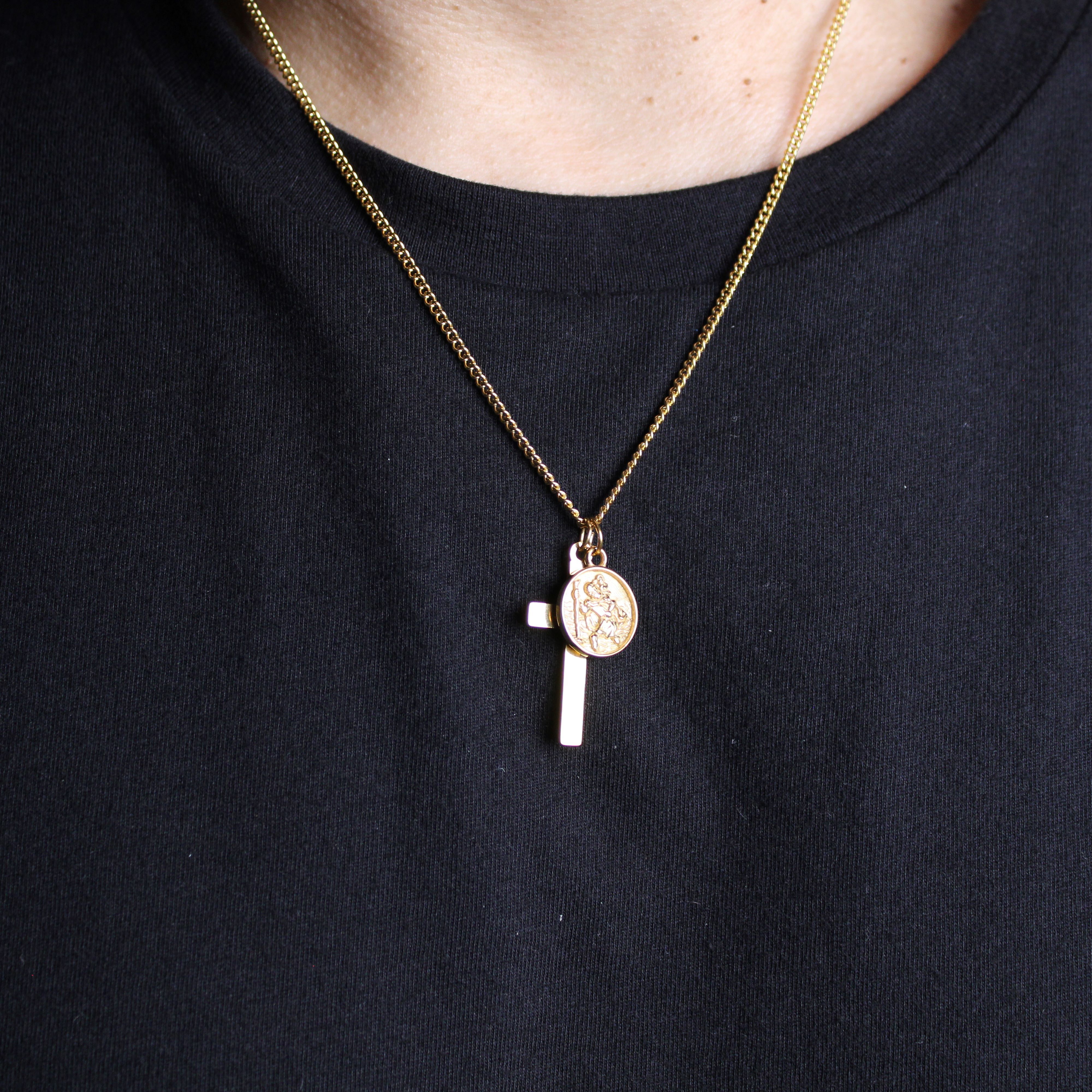 Jewelry Gold Cross & Saint Christopher Pendant Set Size ONE SIZE - 4 Thumbnail