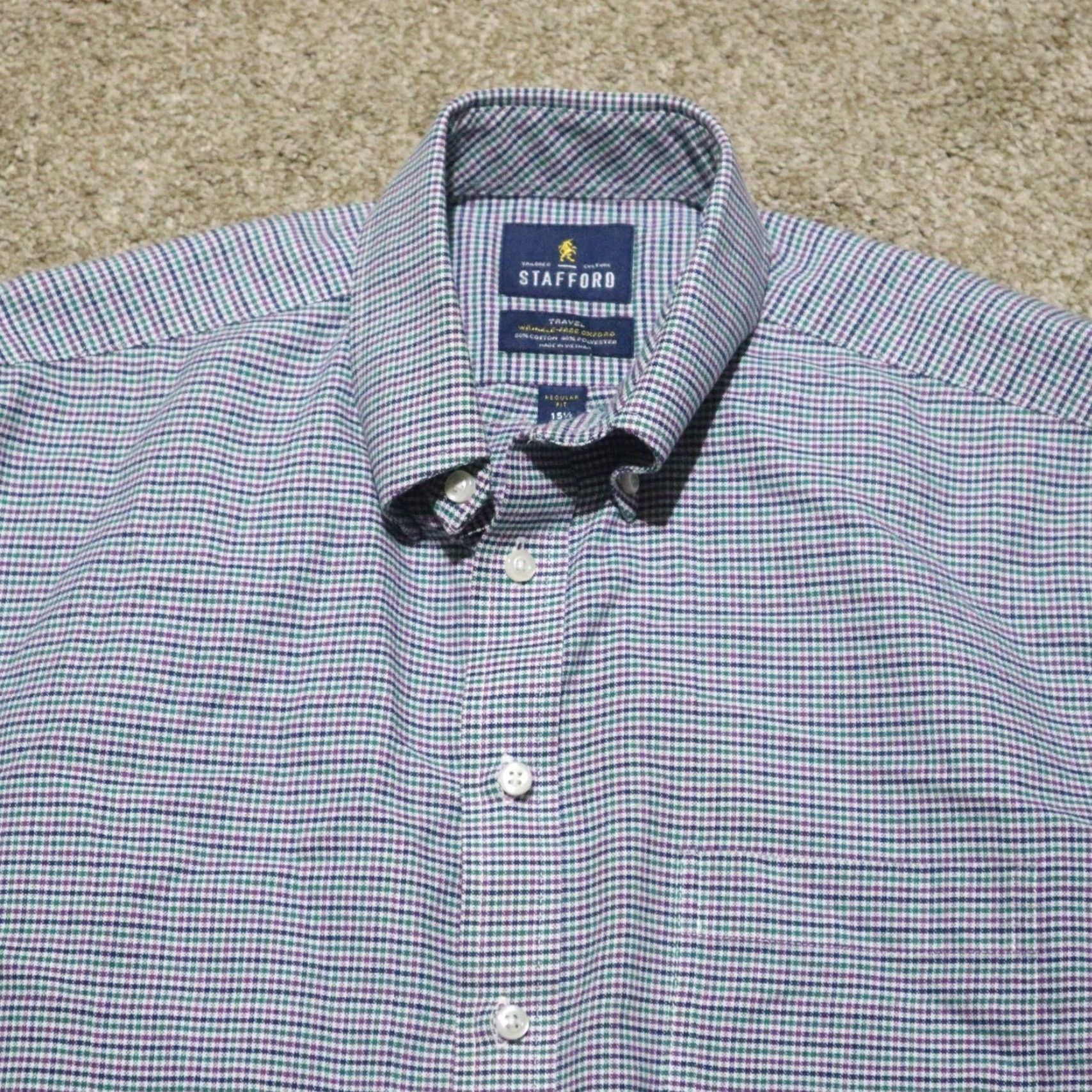 Stafford Stafford Shirt Long Sleeve Mens 15.5 Multicolor Button-Down 32-33 Casual Check 1990s Size US L / EU 52-54 / 3 - 2 Thumbnail