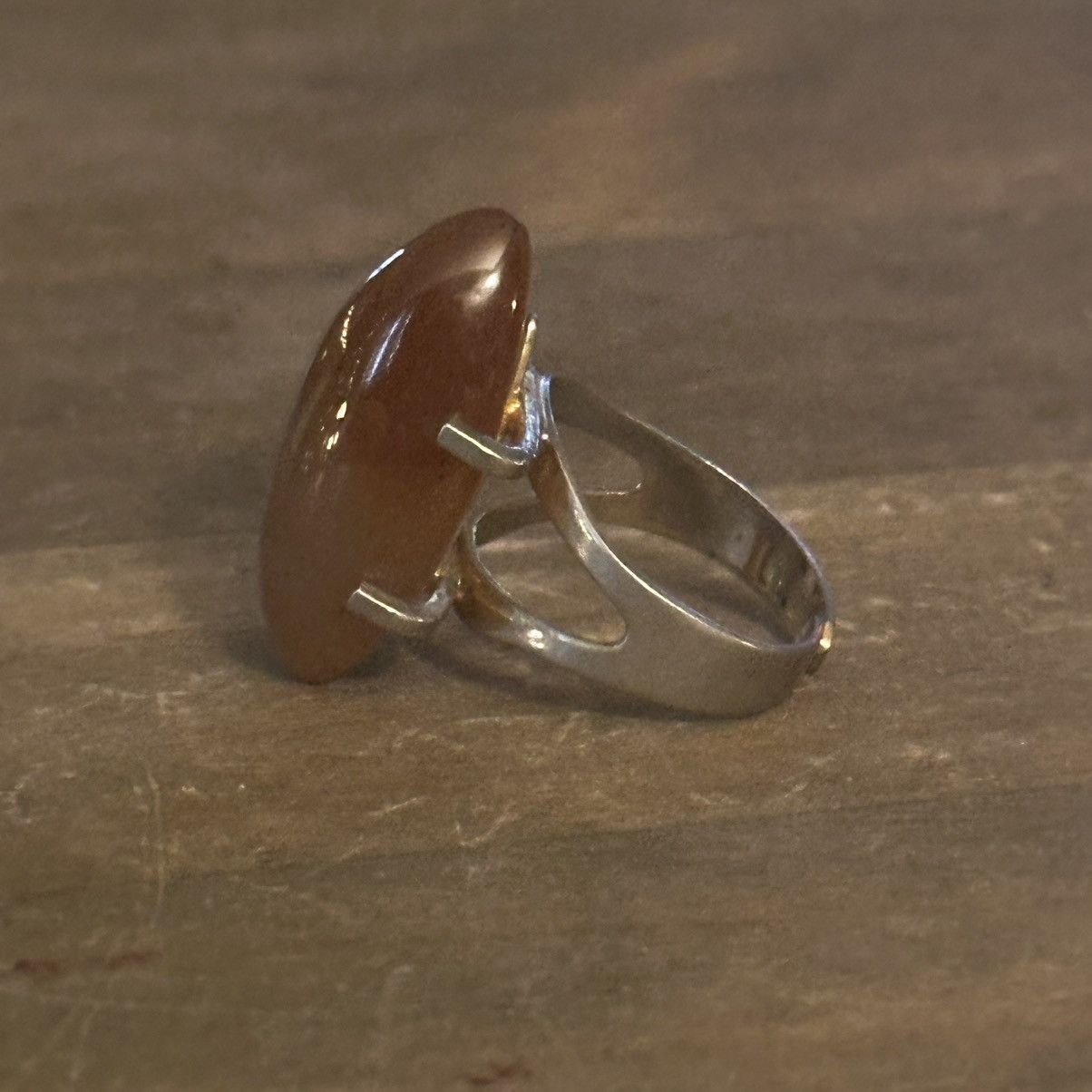 Vintage Vintage silver tone brown agate marquise ring Size ONE SIZE - 6 Thumbnail