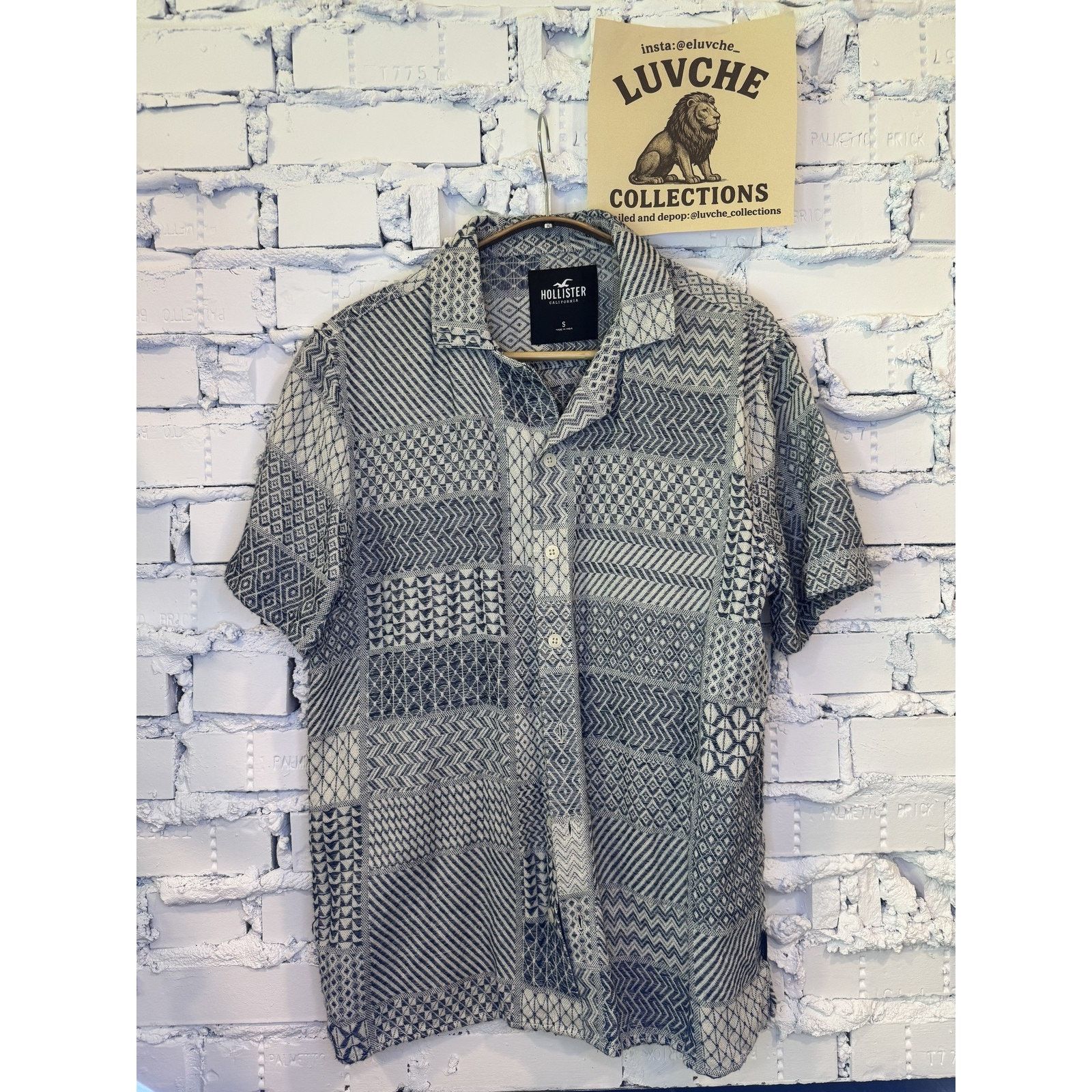 Hollister Hollister Small Button Up Geometric Pattern Casual Cotton Size US S / EU 44-46 / 1 - 1 Thumbnail