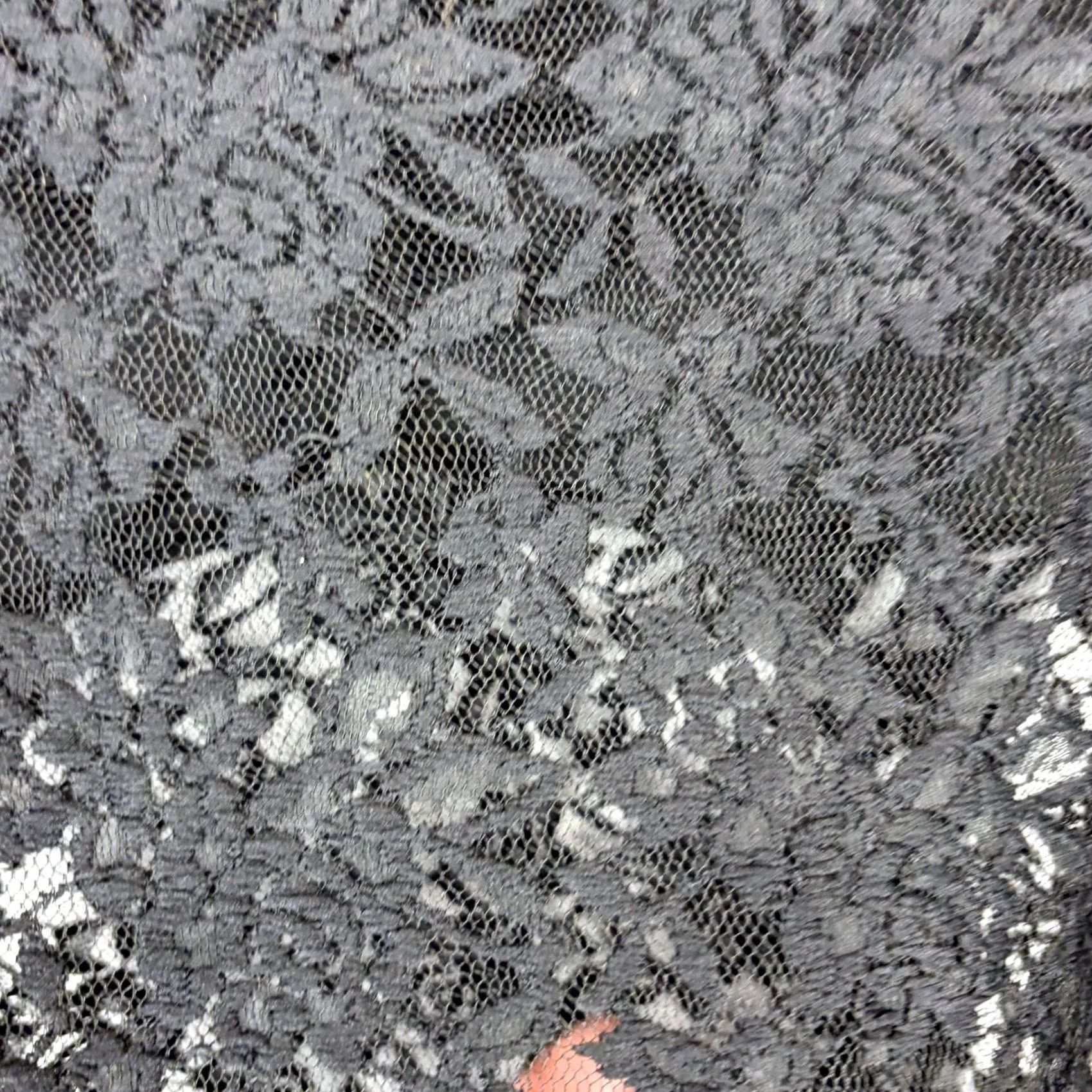 Vintage Black Lace Top Womens 2XL Blouse Long Sleeve Round Neck Solid Sheer Stretch Breathable Casual Bohemian Classic Womens Size XXL / US 16-18 / IT 52-54 - 7 Thumbnail