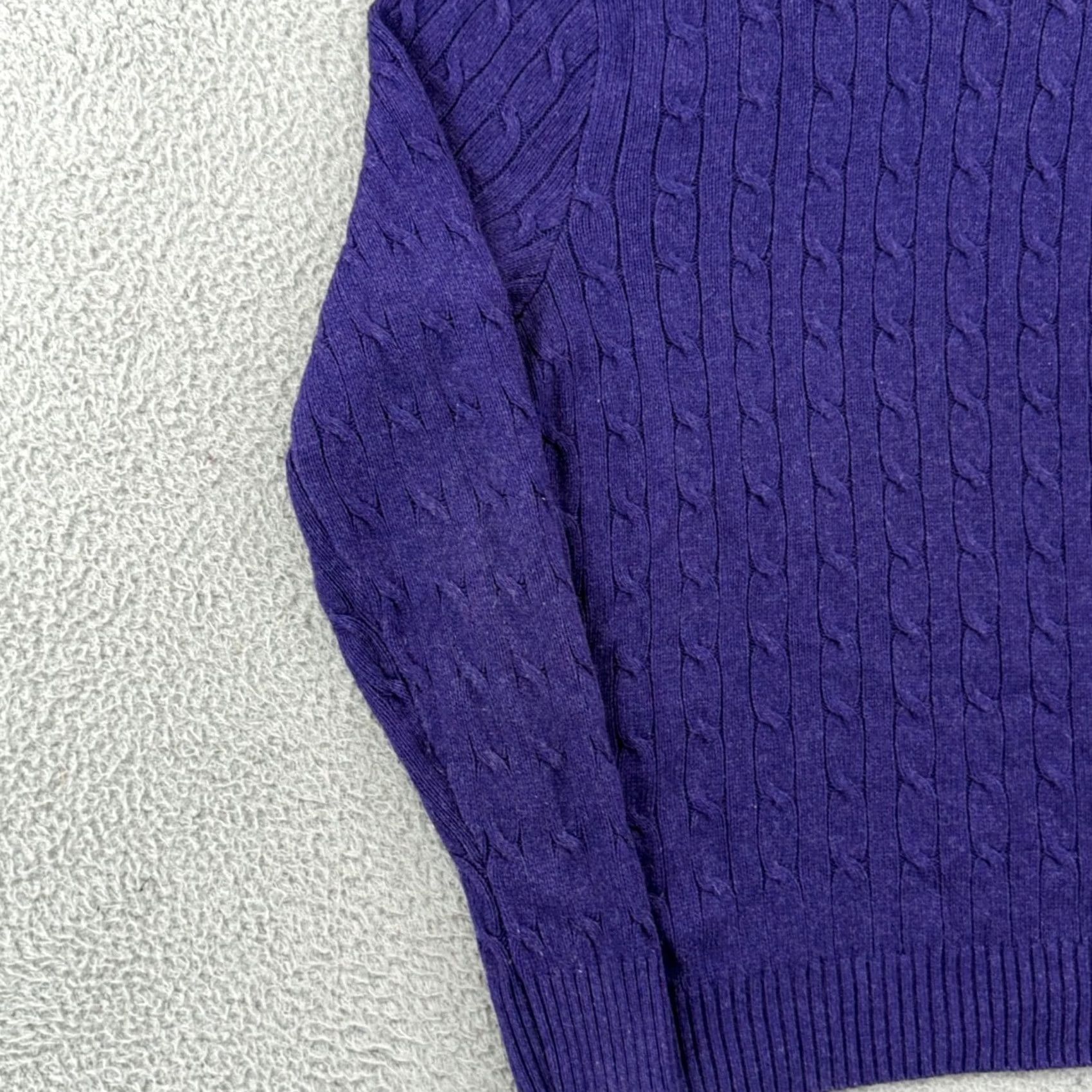 Polo Ralph Lauren VINTAGE Polo Ralph Lauren Sweater Mens XL Purple Long Sleeve 100% Silk Cable Knit Preppy Size US XL / EU 56 / 4 - 4 Thumbnail