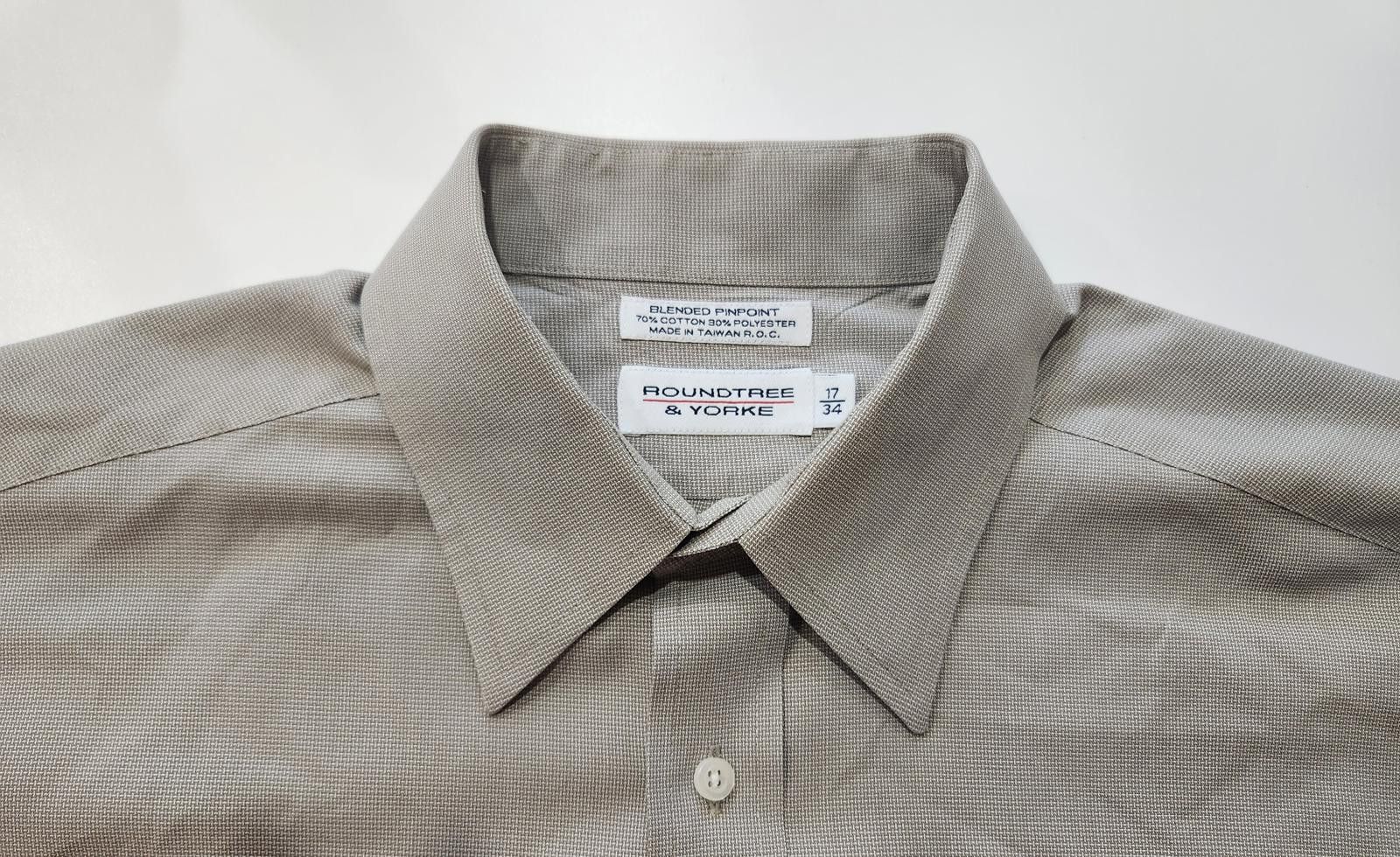 Roundtree & Yorke Roundtree & Yorke Men's Dress Shirt Blended Pinpoint L/S Size 38R - 1 Thumbnail