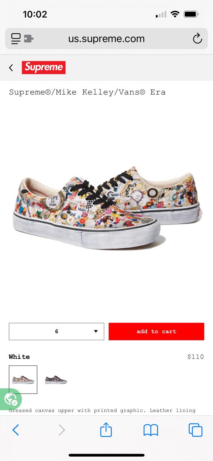 Supreme × Vans Supreme Mike Kelley Vans Era Size US 9.5 / EU 42-43 - 4 Thumbnail