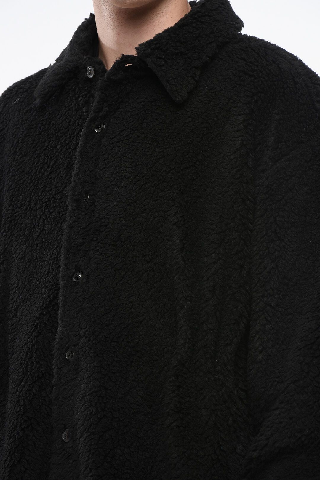 Maison Margiela og1mm0825 Solid Color Faux Fur Coat in Black Size US M / EU 48-50 / 2 - 3 Thumbnail