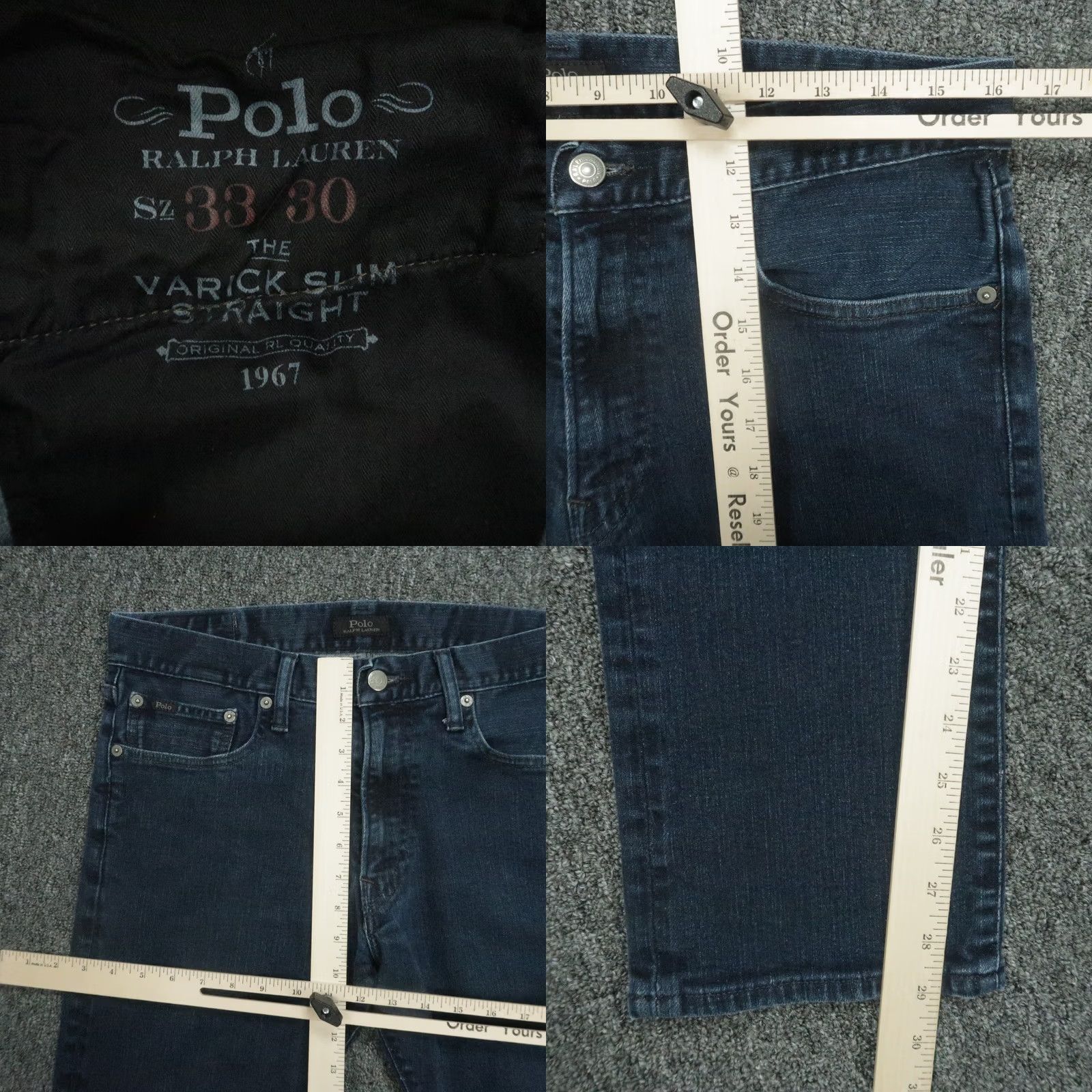 Polo Ralph Lauren Polo Ralph Lauren Jeans Slim Straight 5 Pocket Mens 33x30 Blue Dark Wash 30 In Inseam Stretch Denim Variety Varick Style Straight Size US XS / EU 42 / 0 - 8 Thumbnail