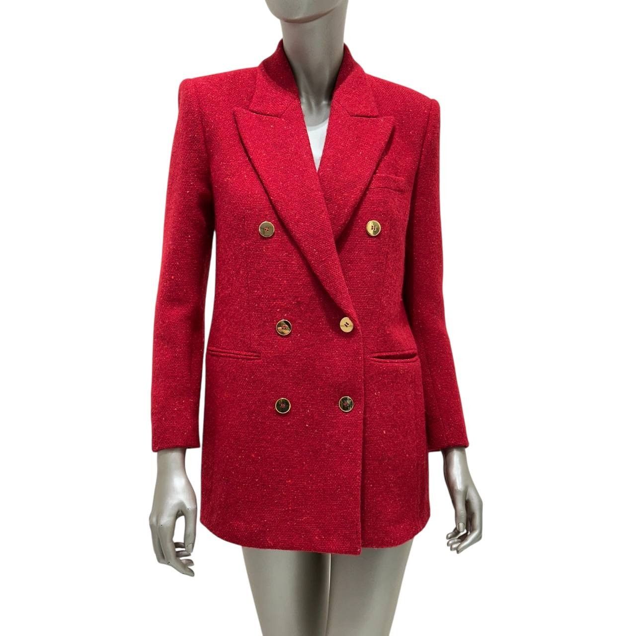 Saint Laurent Paris Saint Laurent Red Tweed Double Breasted Blazer Sz 40 Size M / US 6-8 / IT 42-44 - 1 Thumbnail