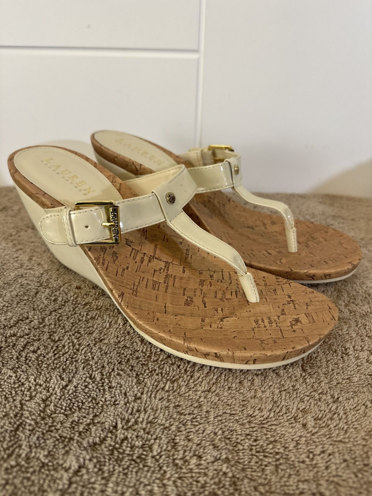 Lauren Ralph Lauren Ralph Lauren Roseanne T-Strap Wedge Sandals Size US 9 / IT 39 - 1 Thumbnail