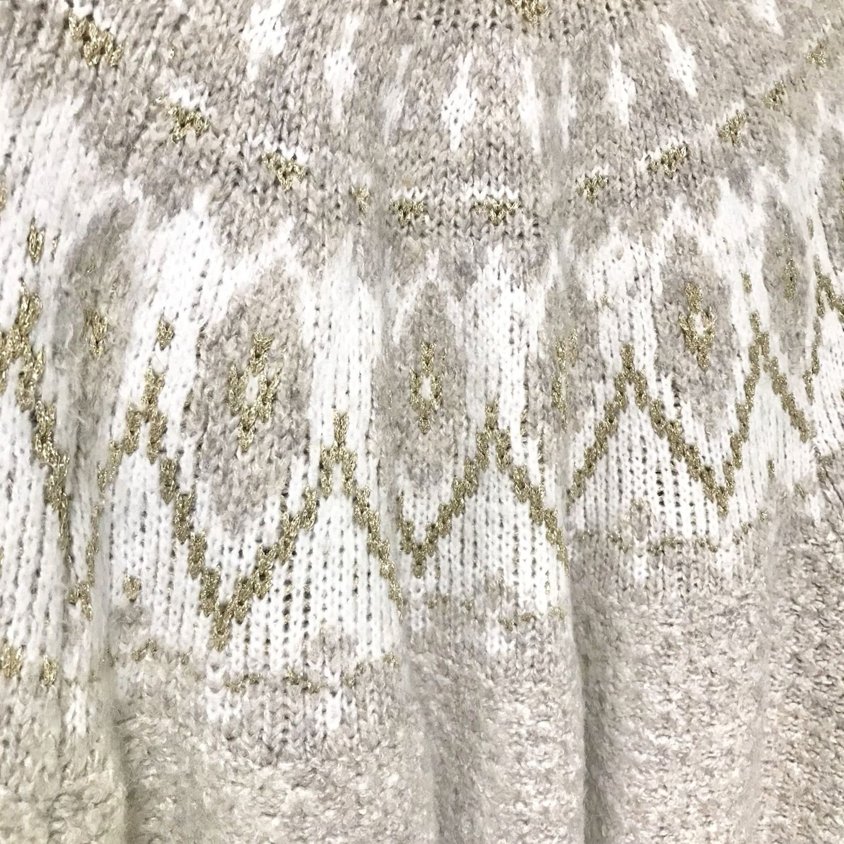 Vintage VINTAGE Lane Bryant Women Oatmeal Heather Fair Isle Lurex Open Cardigan Sweater 26/28 4X 4XL Size 4XL / US 24-26 - 4 Thumbnail