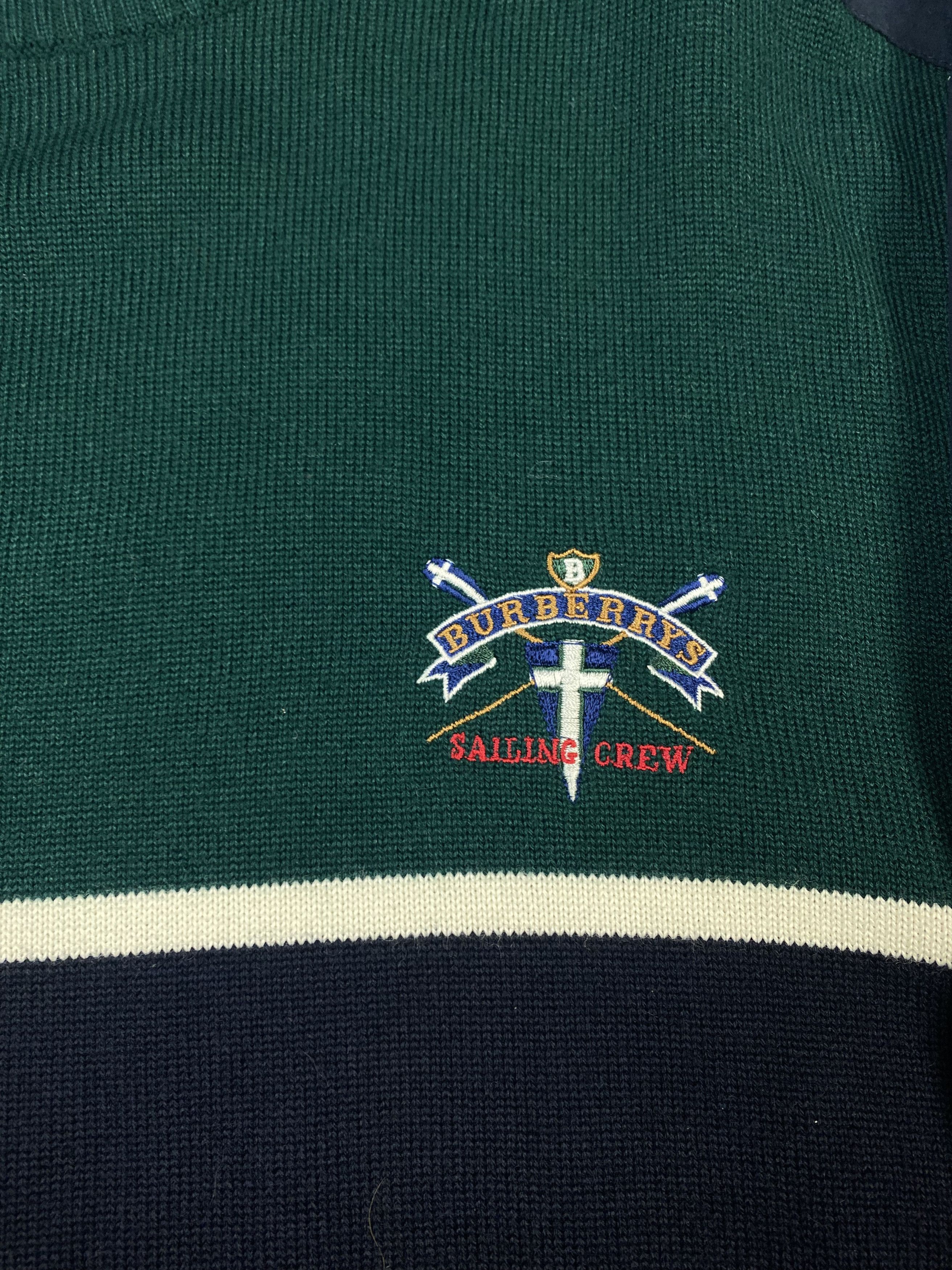 Burberry Vintage 90s Burberrys London Saling Crew Green Sweater Size US XL / EU 56 / 4 - 5 Thumbnail