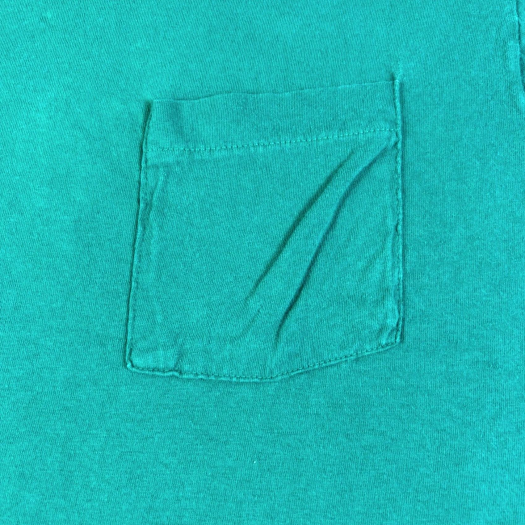 Fruit Of The Loom VINTAGE Fruit of the Loom T-Shirt Teal Green Pocket Tee Mens L 1990s Grunge Short Sleeve Size US L / EU 52-54 / 3 - 8 Thumbnail