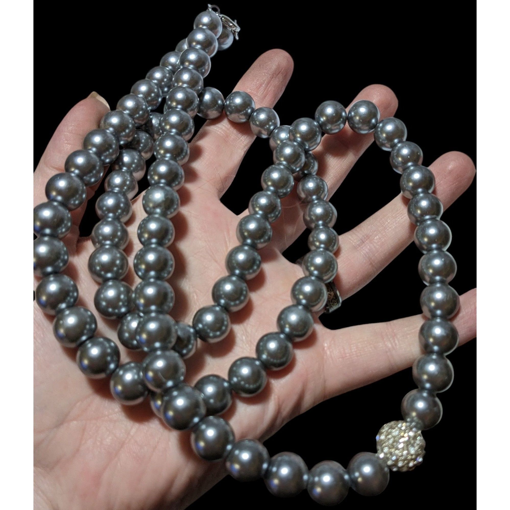 Other Glam Opera Silver Faux Pearl Beaded Necklace Size ONE SIZE - 3 Thumbnail