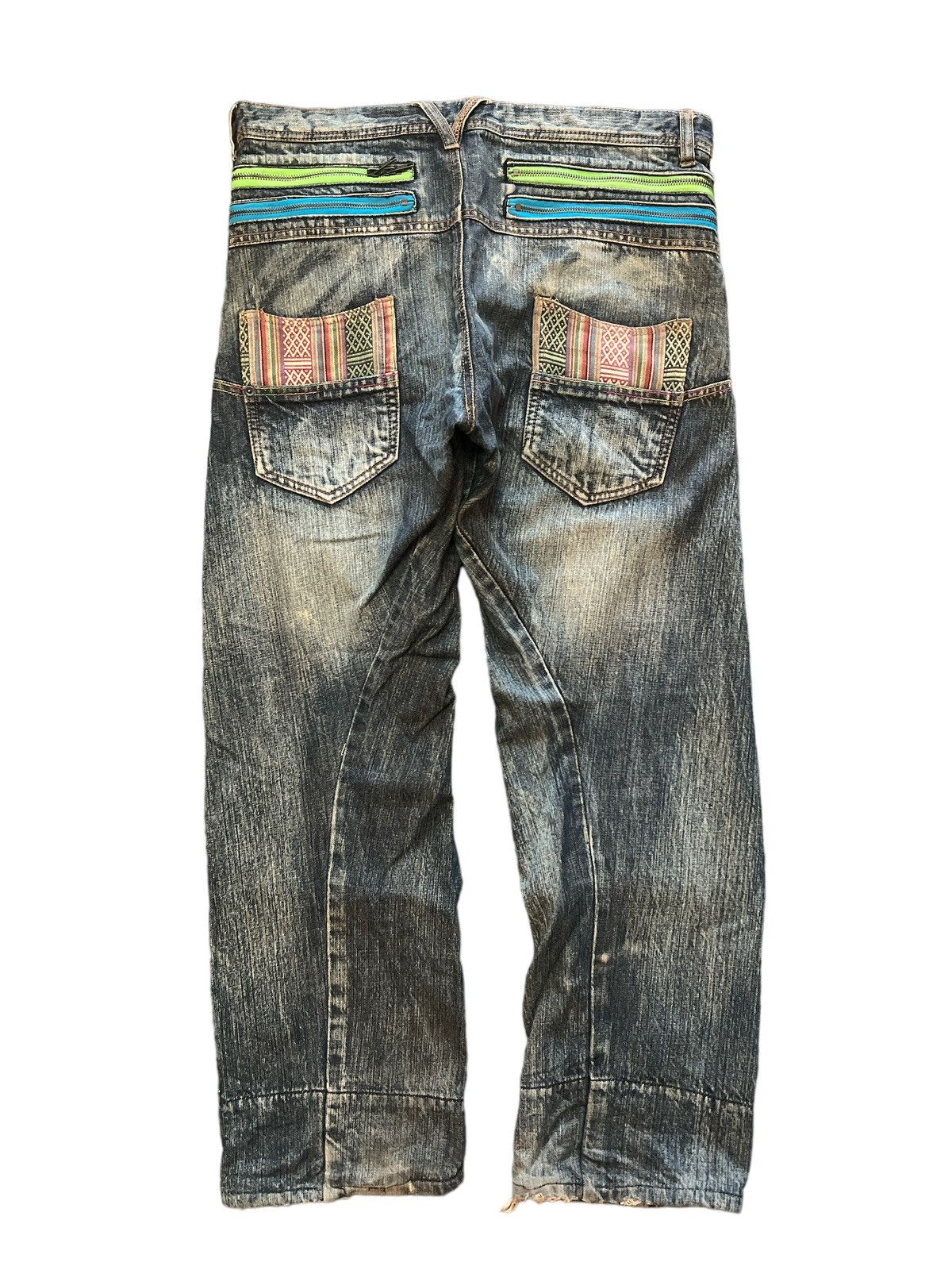 Japanese Brand SICK💥BREATHMINT NAVAJO DISTRESSED DENIM PANT Size US 32 / EU 48 - 7 Thumbnail