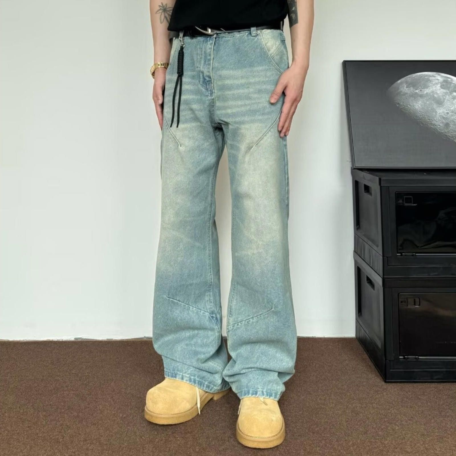 Jean Baggy Washed Jeans - Vintage Loose Size US 32 / EU 48 - 3 Thumbnail