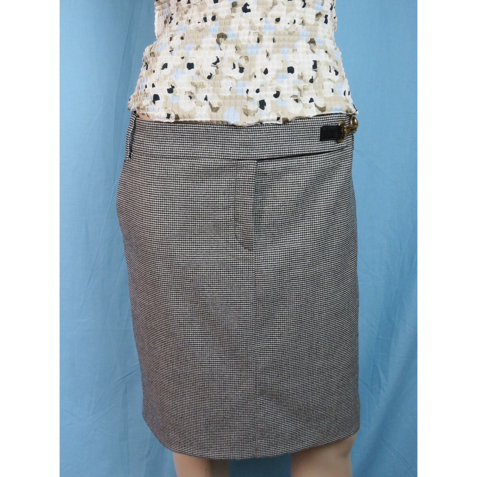Gucci GUCCI 221815 BLACK WOOL GRAY HORSE BIT BUCKLE ZIP SKIRT 44 Size 30" / US 8 / IT 44 - 10 Thumbnail