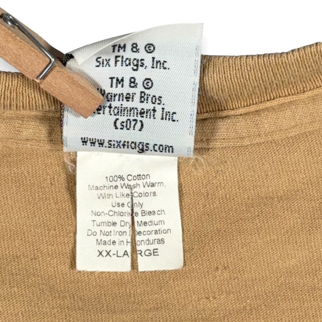 Vintage VINTAGE Six Flags Shirt Mens 2XL Brown T-Shirt Crew Neck Short Sleeve Cartoon Looney Tunes Bugs Bunny Y2K roller coaster Size US XXL / EU 58 / 5 - 4 Thumbnail