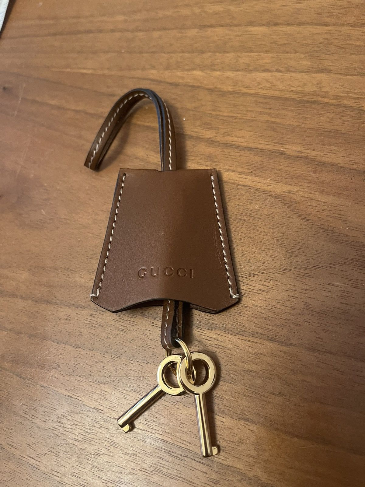 Gucci leather keychain bag charm